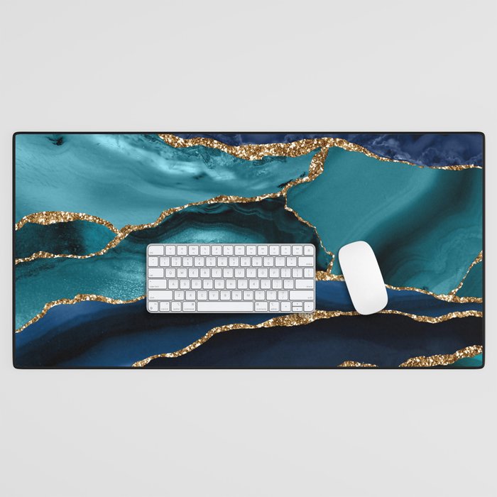 Ocean Blue Mermaid Marble Desk Mat Gallery Image 1