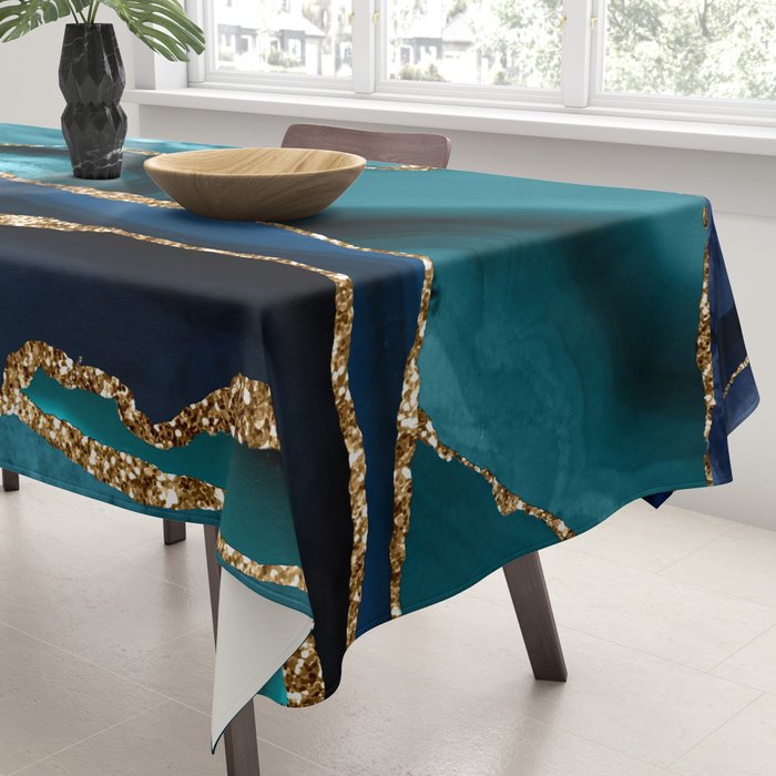 Ocean Blue Mermaid Marble Tablecloth Gallery Image 3