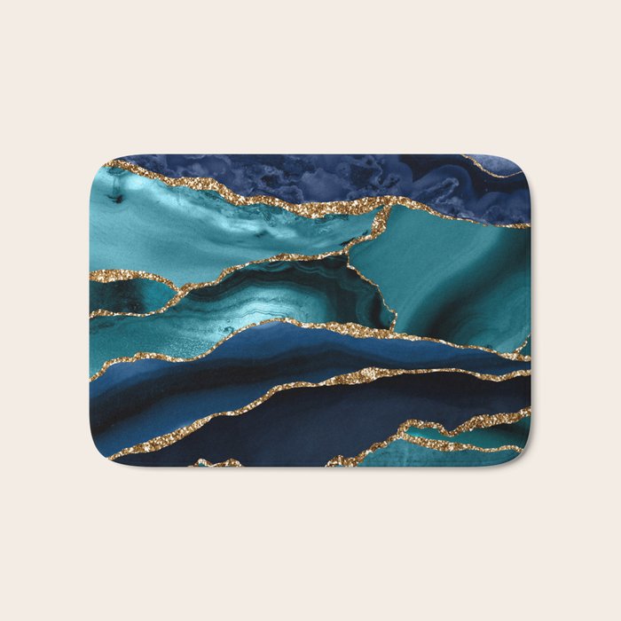 Ocean Blue Mermaid Marble Bath Mat Gallery Image 1