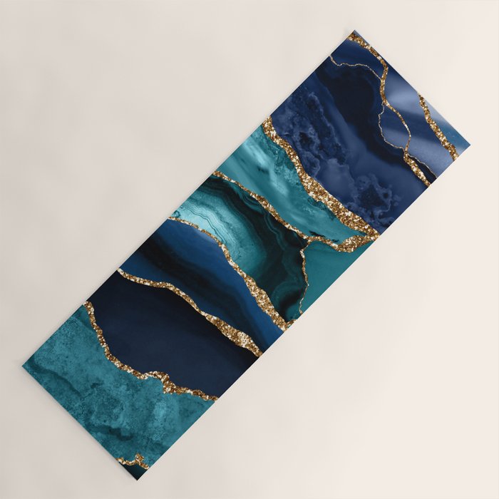 Ocean Blue Mermaid Marble Yoga Mat Gallery Image 1