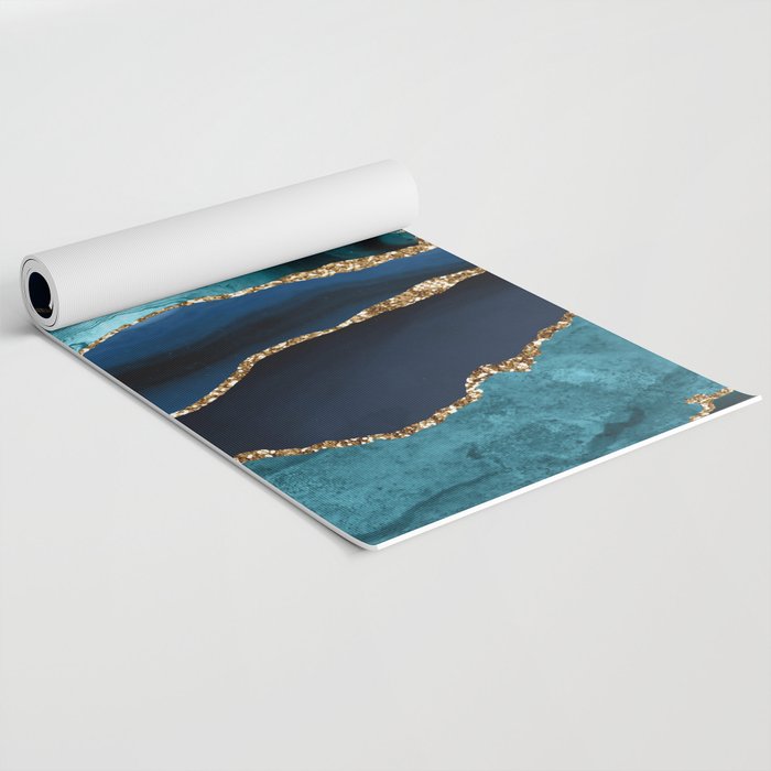 Ocean Blue Mermaid Marble Yoga Mat Gallery Image 2