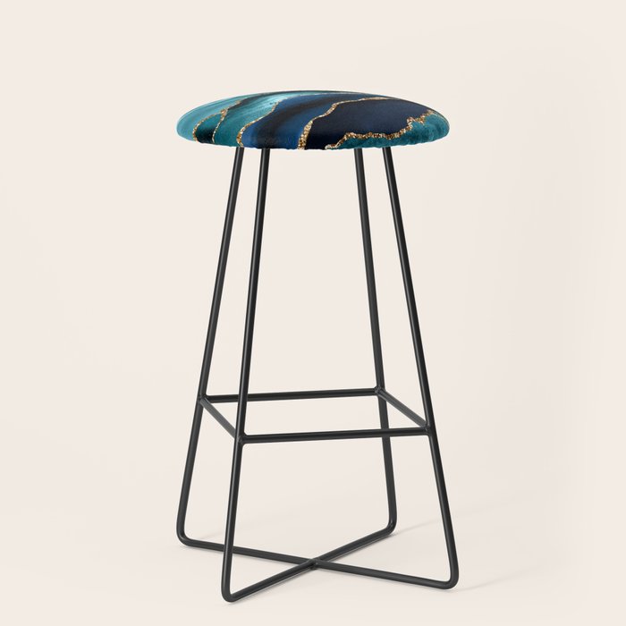 Ocean Blue Mermaid Marble Stool Gallery Image 1