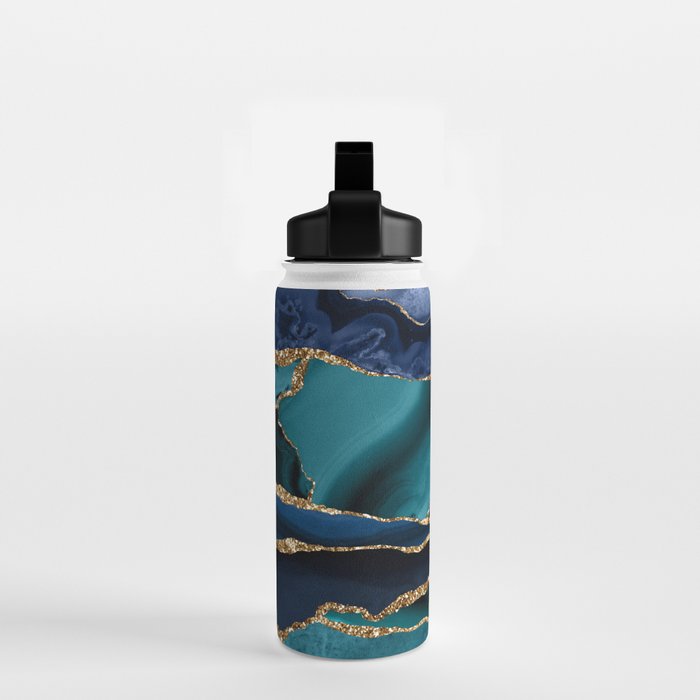 Ocean Blue Mermaid Marble Water Bottle Gallery Image 2