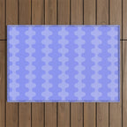 Modern Retro Wavy Ogee A-Go-Go Pop Stripes in Periwinkle Purple Outdoor Rug Gallery Image 1