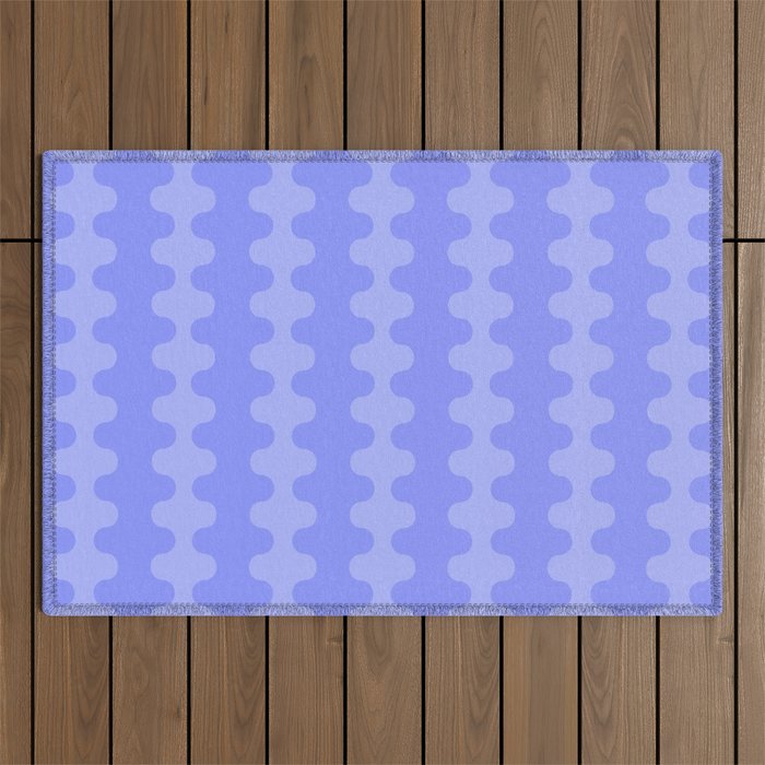 Modern Retro Wavy Ogee A-Go-Go Pop Stripes in Periwinkle Purple Outdoor Rug Gallery Image 1
