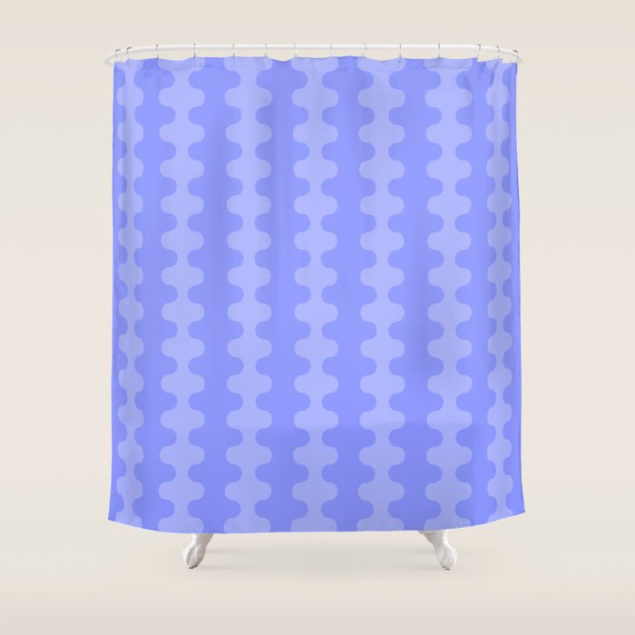 Modern Retro Wavy Ogee A-Go-Go Pop Stripes in Periwinkle Purple Shower Curtain Gallery Image 1