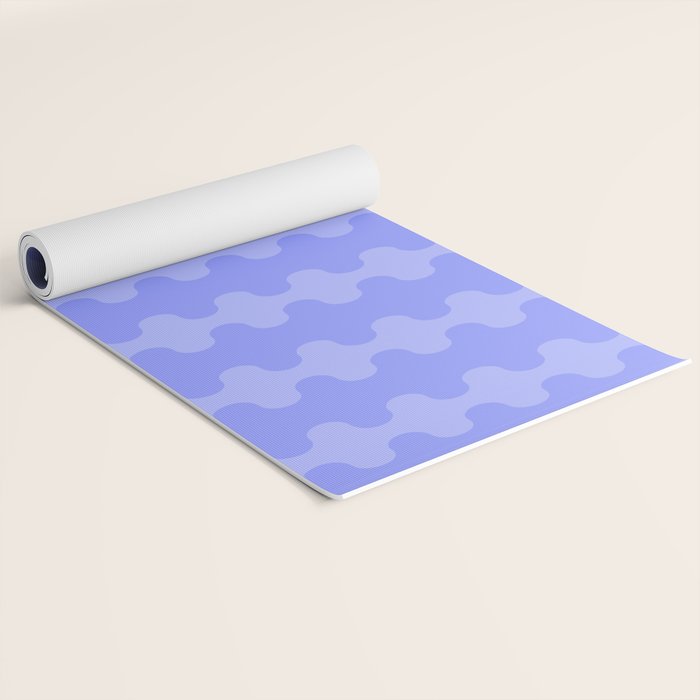 Modern Retro Wavy Ogee A-Go-Go Pop Stripes in Periwinkle Purple Yoga Mat Gallery Image 2