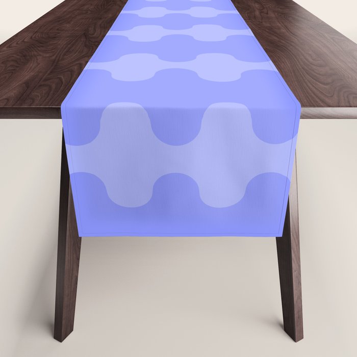 Modern Retro Wavy Ogee A-Go-Go Pop Stripes in Periwinkle Purple Table Runner Gallery Image 1
