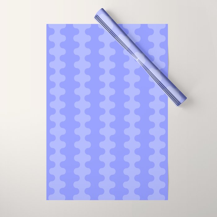 Modern Retro Wavy Ogee A-Go-Go Pop Stripes in Periwinkle Purple Wrapping Paper Gallery Image 1