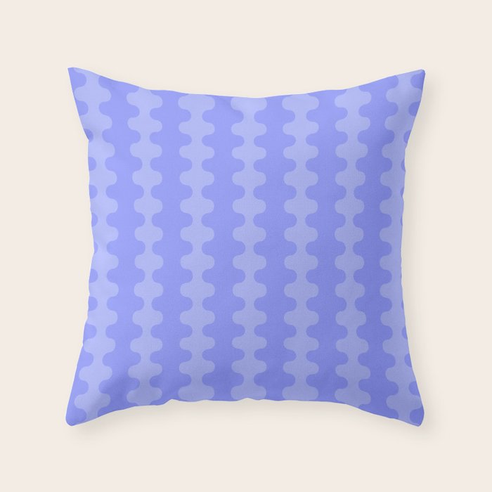 Modern Retro Wavy Ogee A-Go-Go Pop Stripes in Periwinkle Purple Throw Pillow Gallery Image 1