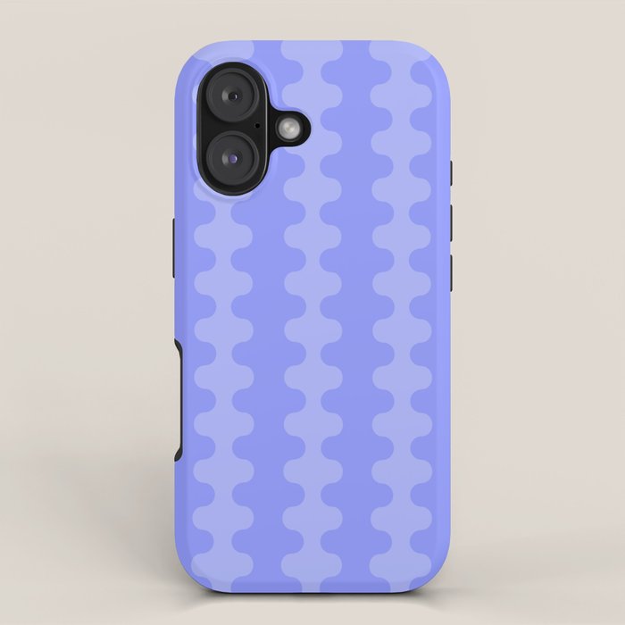 Modern Retro Wavy Ogee A-Go-Go Pop Stripes in Periwinkle Purple iPhone Case Gallery Image 1