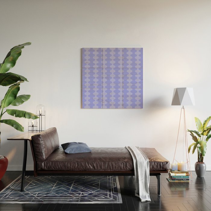 Modern Retro Wavy Ogee A-Go-Go Pop Stripes in Periwinkle Purple Wood Wall Art Gallery Image 2