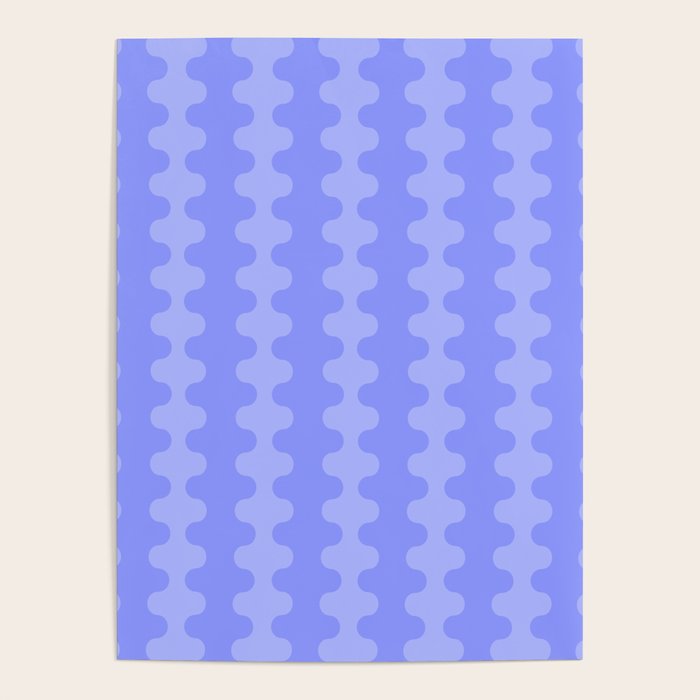 Modern Retro Wavy Ogee A-Go-Go Pop Stripes in Periwinkle Purple Poster Gallery Image 1