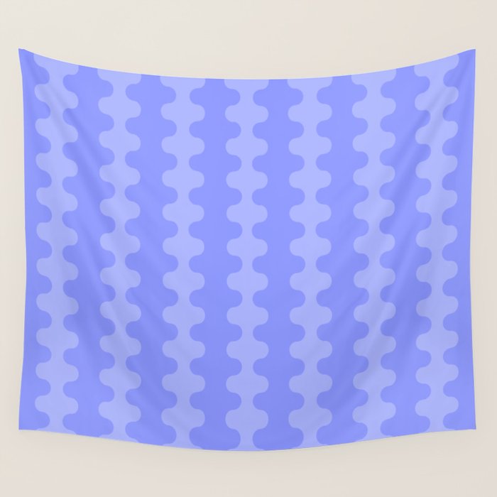 Modern Retro Wavy Ogee A-Go-Go Pop Stripes in Periwinkle Purple Wall Tapestry Gallery Image 4
