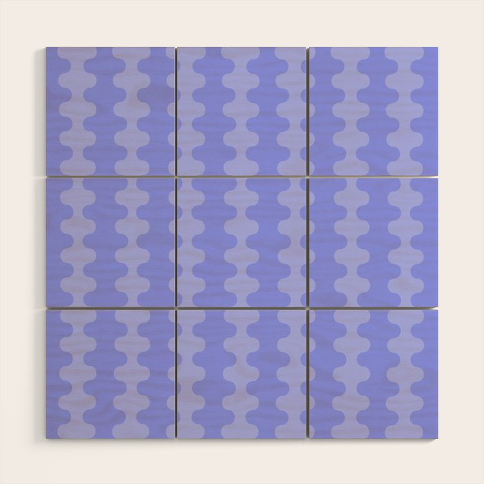 Modern Retro Wavy Ogee A-Go-Go Pop Stripes in Periwinkle Purple Wood Wall Art Gallery Image 1