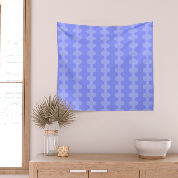 Modern Retro Wavy Ogee A-Go-Go Pop Stripes in Periwinkle Purple Wall Tapestry Gallery Image 2