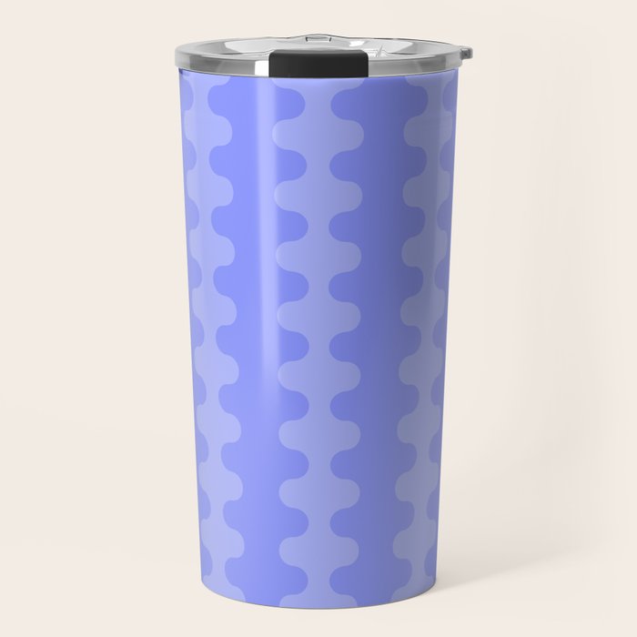 Modern Retro Wavy Ogee A-Go-Go Pop Stripes in Periwinkle Purple Travel Mug Gallery Image 1