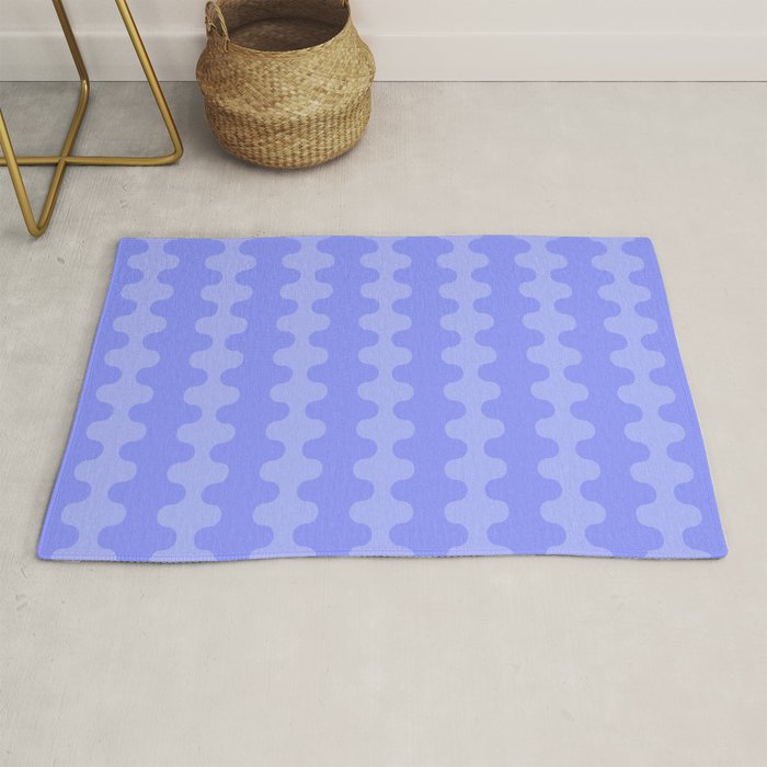 Modern Retro Wavy Ogee A-Go-Go Pop Stripes in Periwinkle Purple Rug Gallery Image 1