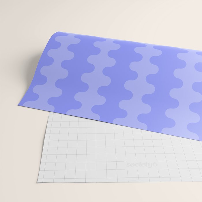 Modern Retro Wavy Ogee A-Go-Go Pop Stripes in Periwinkle Purple Wrapping Paper Gallery Image 2