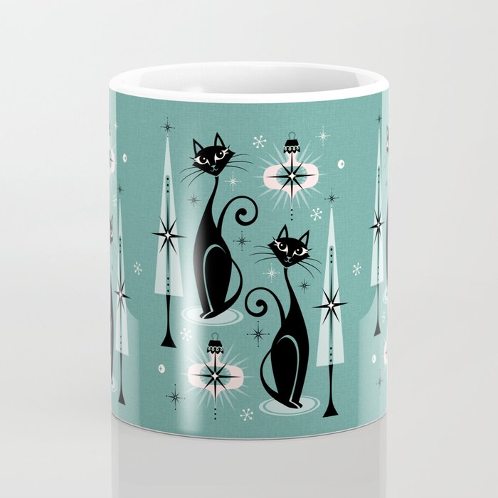 Mid Century Meow Atomic Kitty Christmas ©studioxtine Coffee Mug Gallery Image 4
