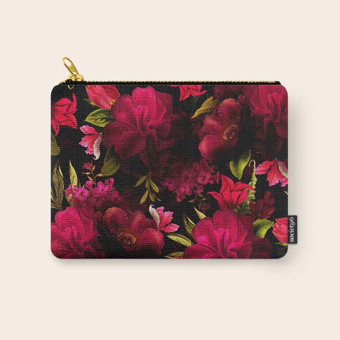 Vintage & Shabby Chic - Dark Red Antique Night Roses Botanical Garden Carry All Pouch Gallery Image 1