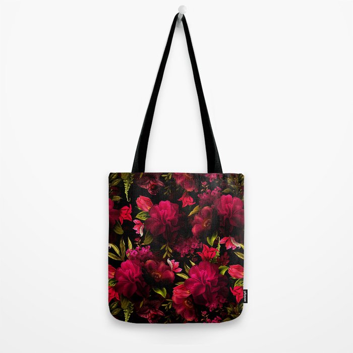 Vintage & Shabby Chic - Dark Red Antique Night Roses Botanical Garden Tote Bag Gallery Image 2