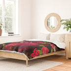 Vintage & Shabby Chic - Dark Red Antique Night Roses Botanical Garden Duvet Cover Gallery Image 2