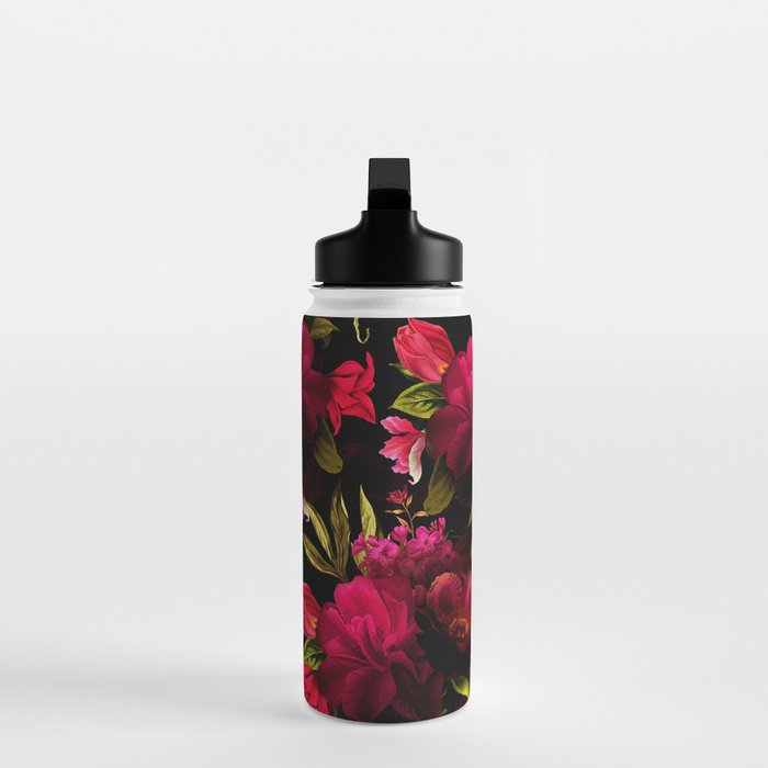 Vintage & Shabby Chic - Dark Red Antique Night Roses Botanical Garden Water Bottle Gallery Image 3