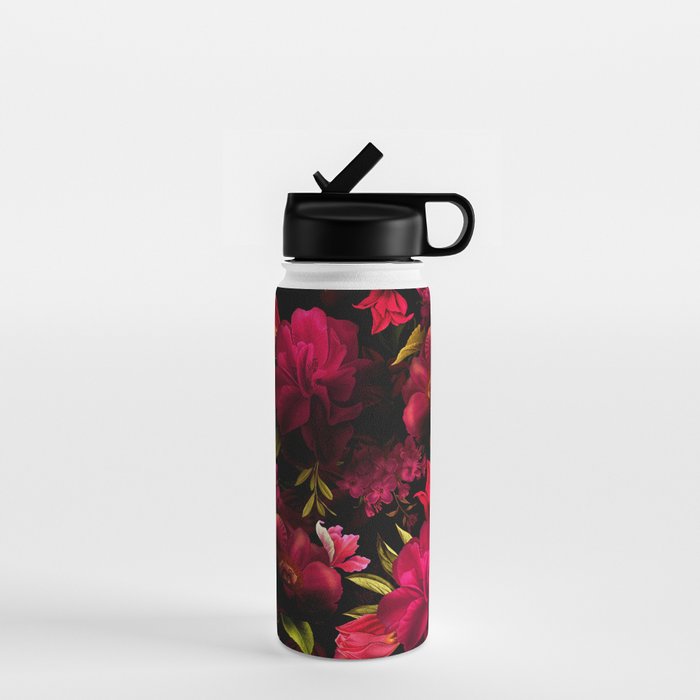 Vintage & Shabby Chic - Dark Red Antique Night Roses Botanical Garden Water Bottle Gallery Image 1