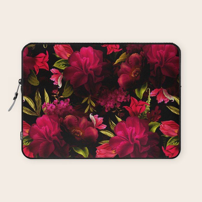 Vintage & Shabby Chic - Dark Red Antique Night Roses Botanical Garden Laptop Sleeve Gallery Image 1