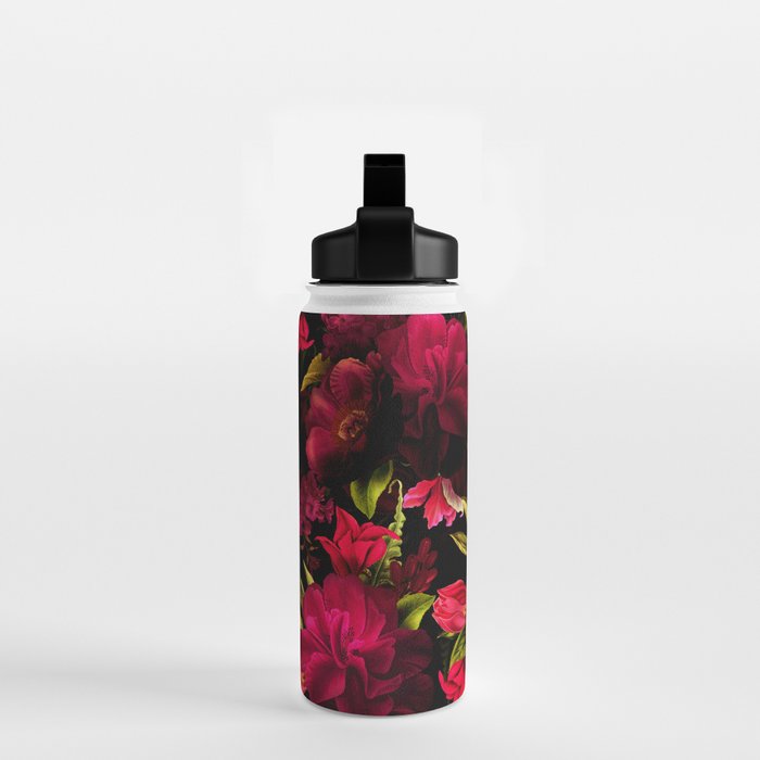 Vintage & Shabby Chic - Dark Red Antique Night Roses Botanical Garden Water Bottle Gallery Image 2
