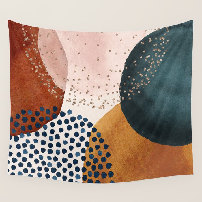 Abstract Watercolor Terracotta, Green & Blush Pink Art Print By LandSartprints Wall Tapestry Gallery Image 4