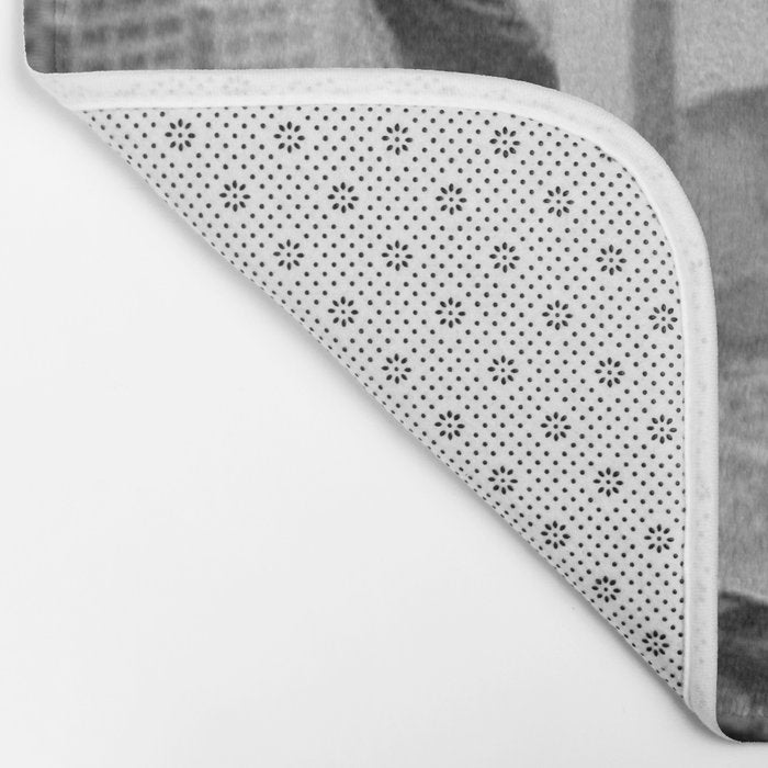 Tough Par Four - Golf Game at 1000 feet black and white photograph Bath Mat Gallery Image 2