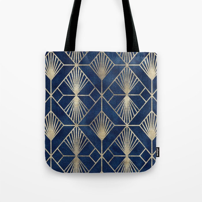 Art Deco Diamonds in Navy and Gold Tote Bag Gallery Image 1