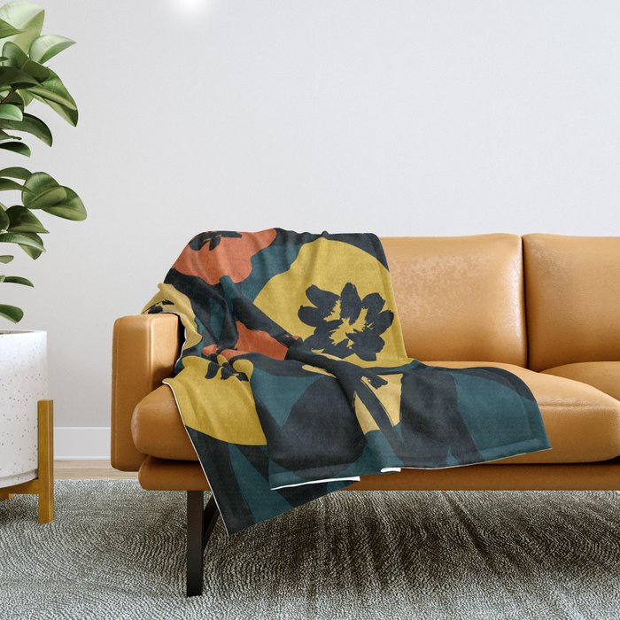 Midnight Flowers Throw Blanket Gallery Image 1