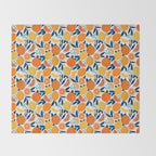 Citrus Fruits - Blue and Orange Throw Blanket Gallery Image 2