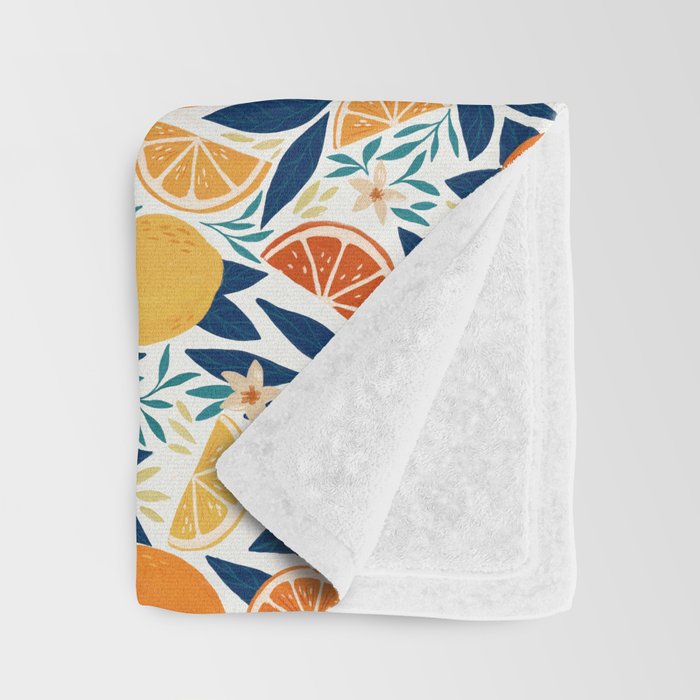 Citrus Fruits - Blue and Orange Throw Blanket Gallery Image 3