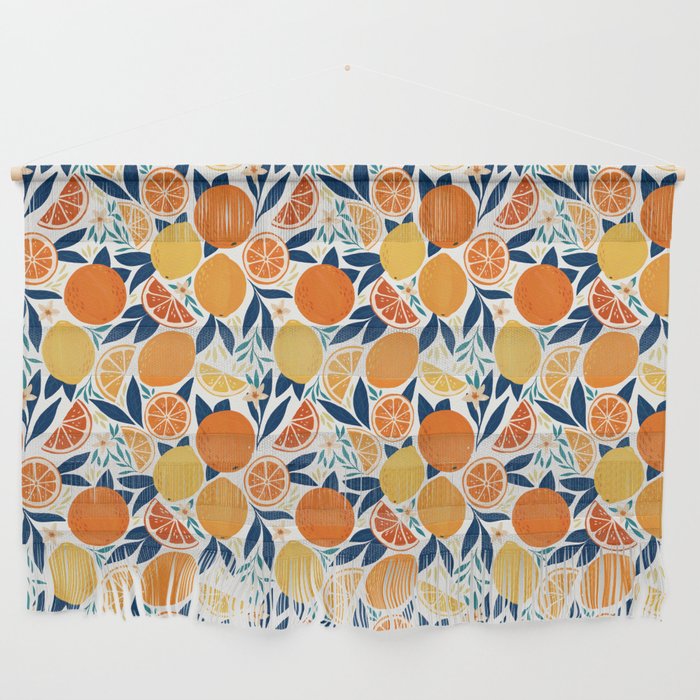 Citrus Fruits - Blue and Orange Wall Hanging Gallery Image 1