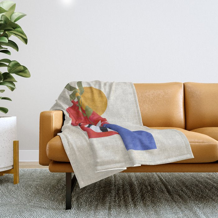 Primary Sun Tribal Vase Throw Blanket Gallery Image 1
