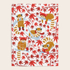 Red panda blending with the foliage // white background desert sun brown cozy animals fog blue tree branches red acer leaves Poster Gallery Image 4
