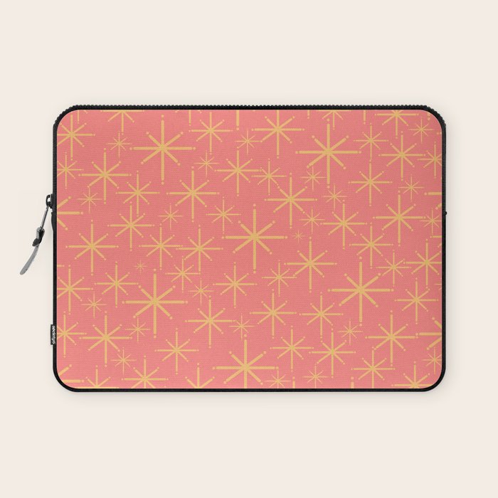 Twinkling Retro Starburst Pattern in Pink and Mustard Yellow Laptop Sleeve Gallery Image 1