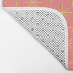 Twinkling Retro Starburst Pattern in Pink and Mustard Yellow Bath Mat Gallery Image 2