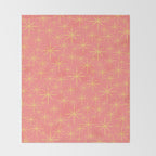 Twinkling Retro Starburst Pattern in Pink and Mustard Yellow Throw Blanket Gallery Image 2