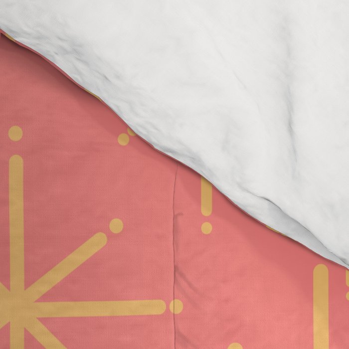 Twinkling Retro Starburst Pattern in Pink and Mustard Yellow Comforter Gallery Image 4