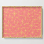 Twinkling Retro Starburst Pattern in Pink and Mustard Yellow Serving Tray Gallery Image 1