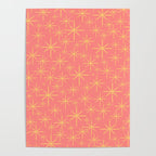 Twinkling Retro Starburst Pattern in Pink and Mustard Yellow Poster Gallery Image 4