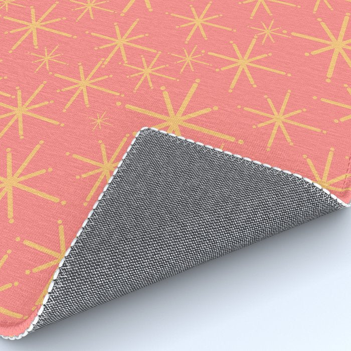 Twinkling Retro Starburst Pattern in Pink and Mustard Yellow Rug Gallery Image 4