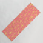 Twinkling Retro Starburst Pattern in Pink and Mustard Yellow Yoga Mat Gallery Image 1