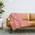 Twinkling Retro Starburst Pattern in Pink and Mustard Yellow Throw Blanket Gallery Image 1