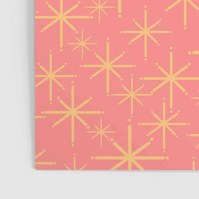 Twinkling Retro Starburst Pattern in Pink and Mustard Yellow Poster Gallery Image 3